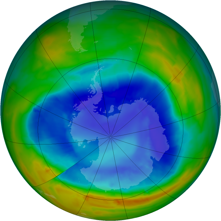 Antarctic ozone map for 03 September 2014